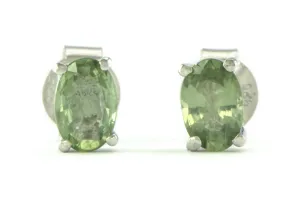 Сребърни обици със Зелен Сапфир