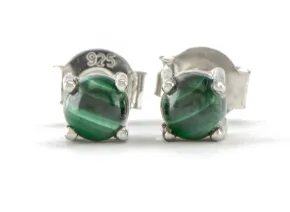 Сребърни обици с Малахит