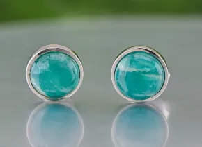 Сребърни обеци с амазонит